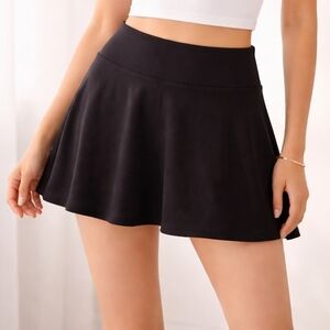 Black Tennis And Running Skirt/Skort With Shorts